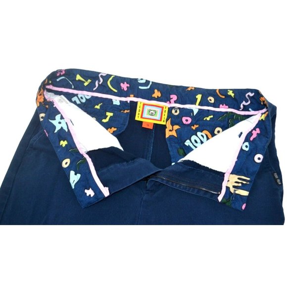 TEDDY FRESH Men's Flat Front Khaki / Chino Cropped Pants SIZE 34/25 Navy Blue - Picture 7 of 9